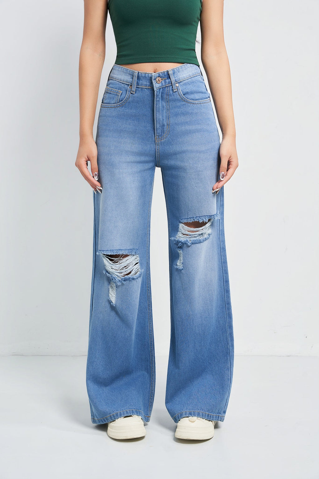 Aesthetic High Waisted Wide Fit Baggy Jeans — image 3