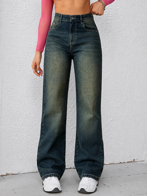 Baddie Vintage Dirty Wash Dad Fit Jeans — image 1