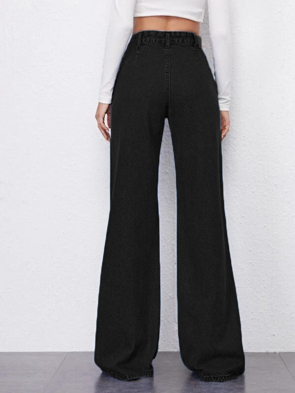 Black Plazo Fall Wide Leg High Rise Jeans — image 2