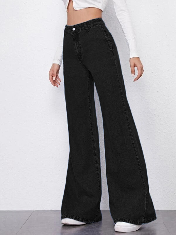 Black Plazo Fall Wide Leg High Rise Jeans — image 3