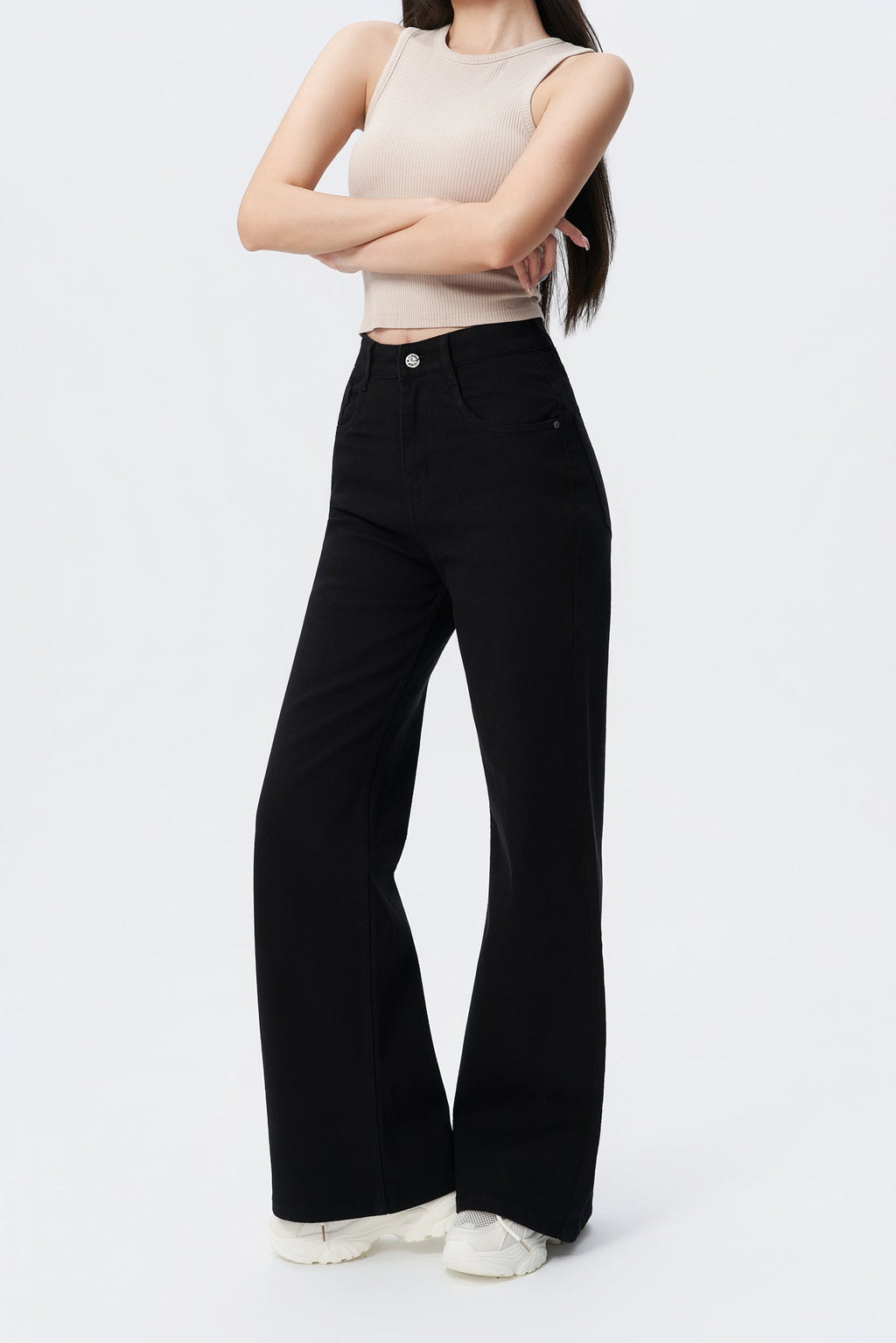 Black Wide Leg High Rise Jeans — image 3