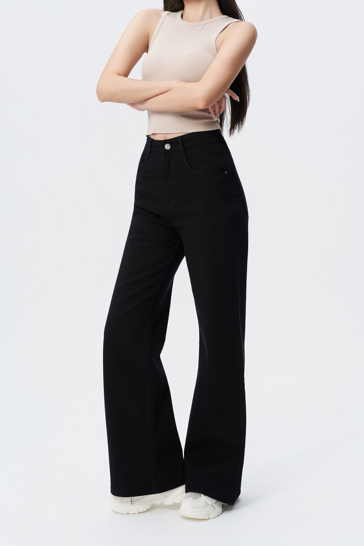 Black Wide Leg High Rise Jeans — image 3