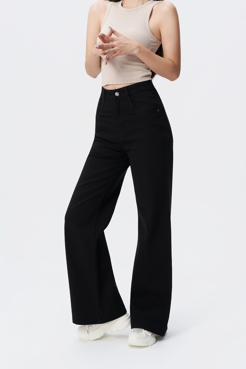 Black Wide Leg High Rise Jeans — image 4