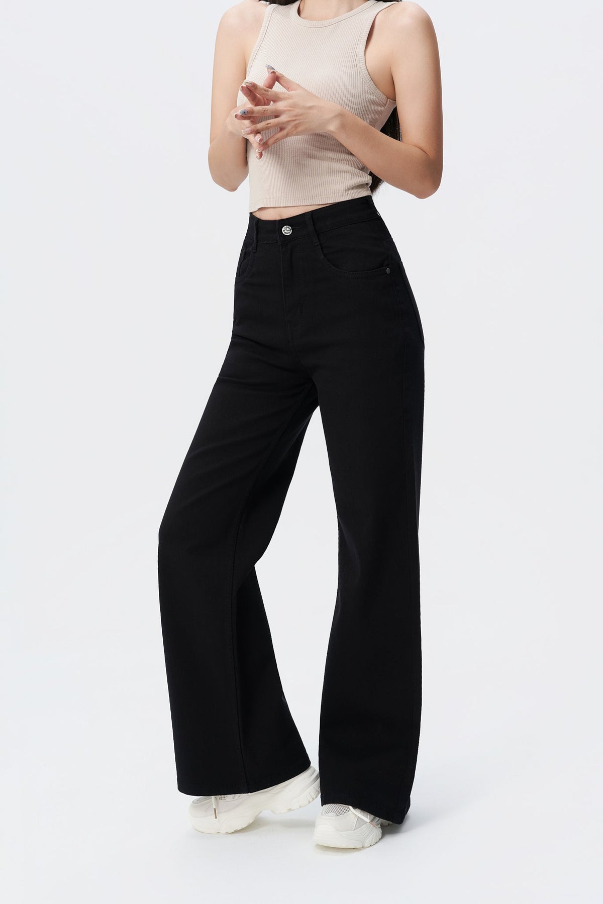 Black Wide Leg High Rise Jeans — image 4