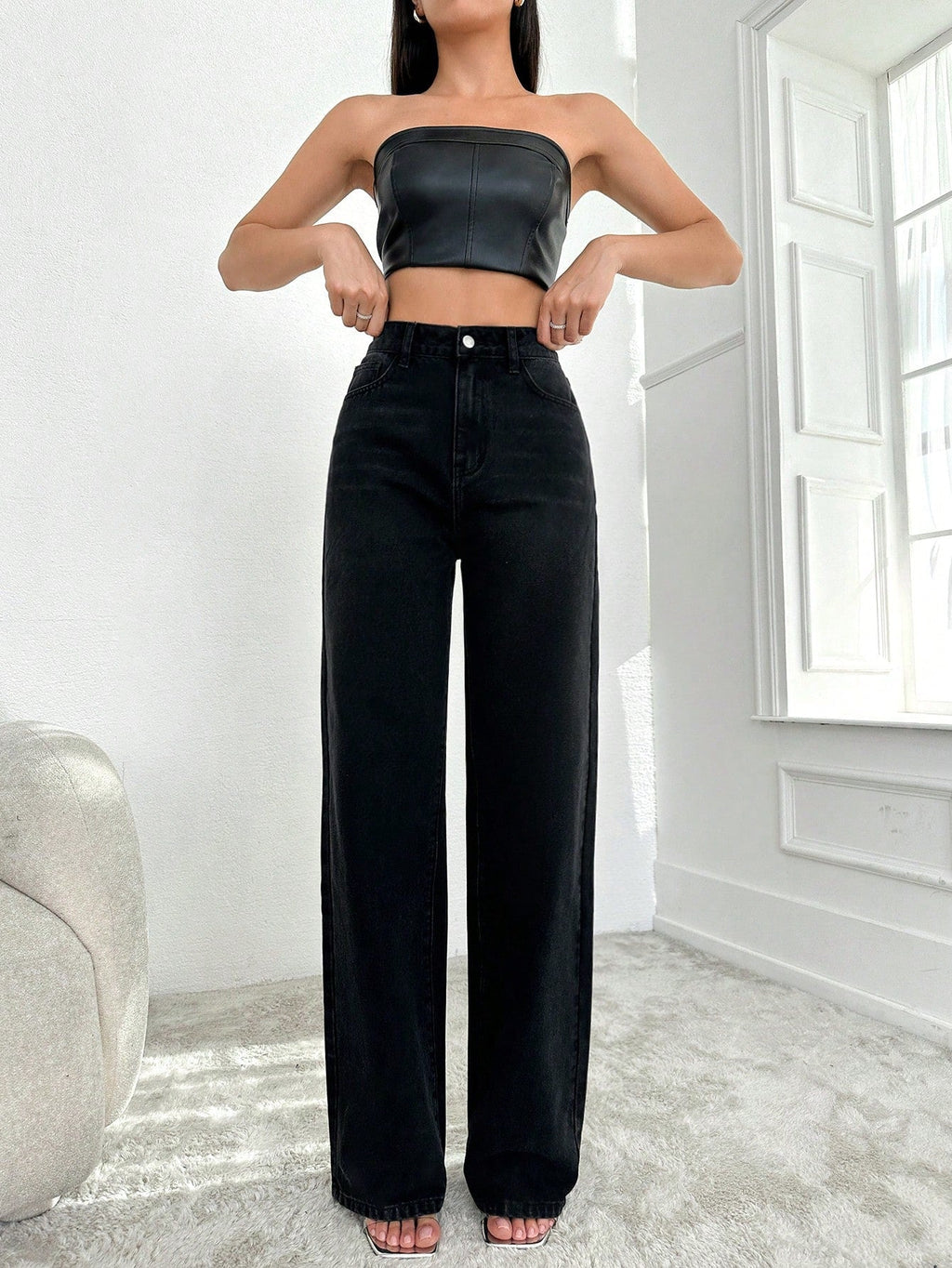 Blackish Super Rise Straight Leg Jeans — image 1