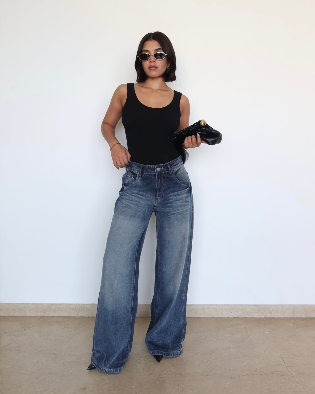 Blue Brushed Wide Leg Jeans — image 6