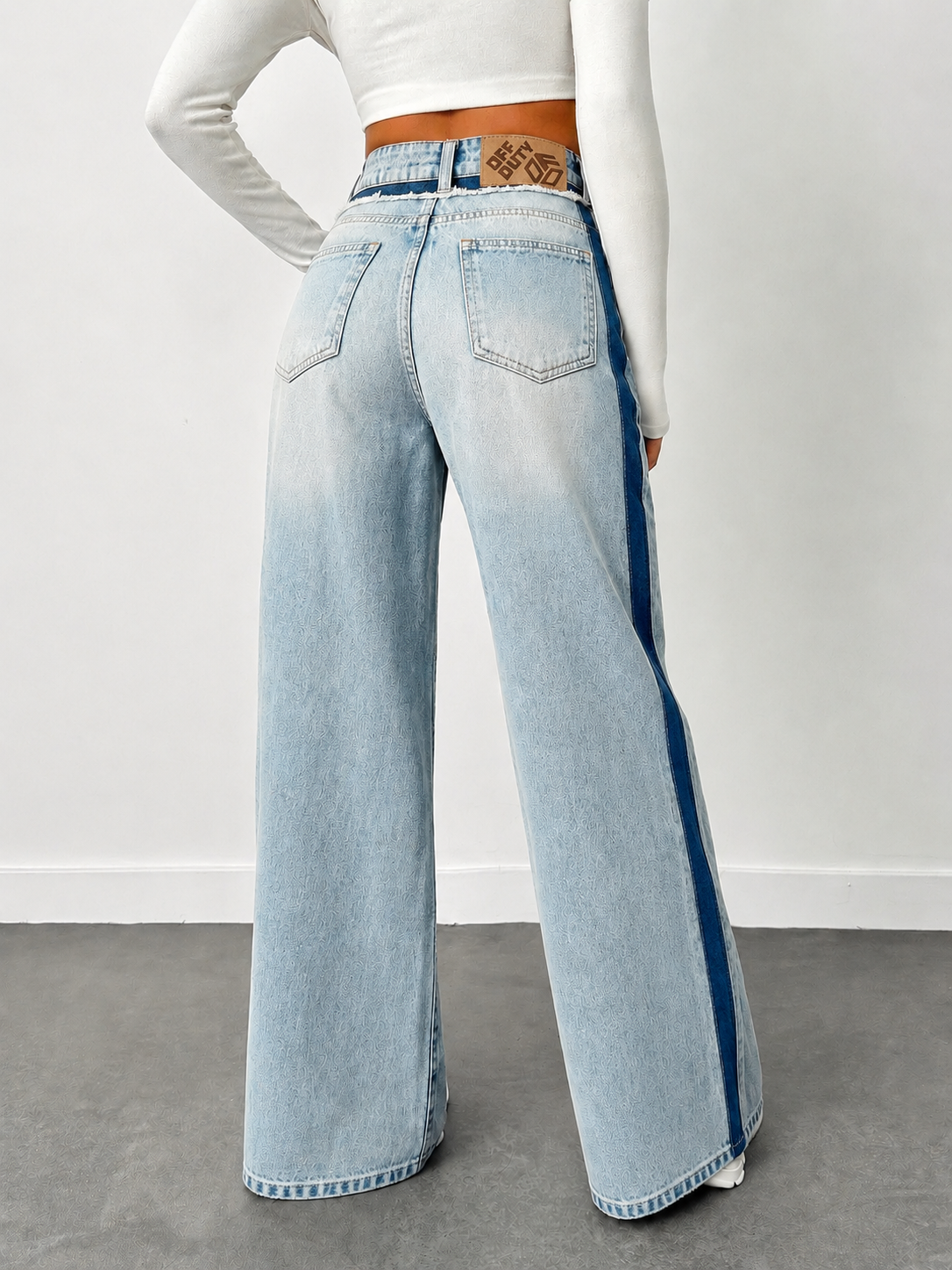 Blue Raw Track Extra Wide Leg Jeans — image 2