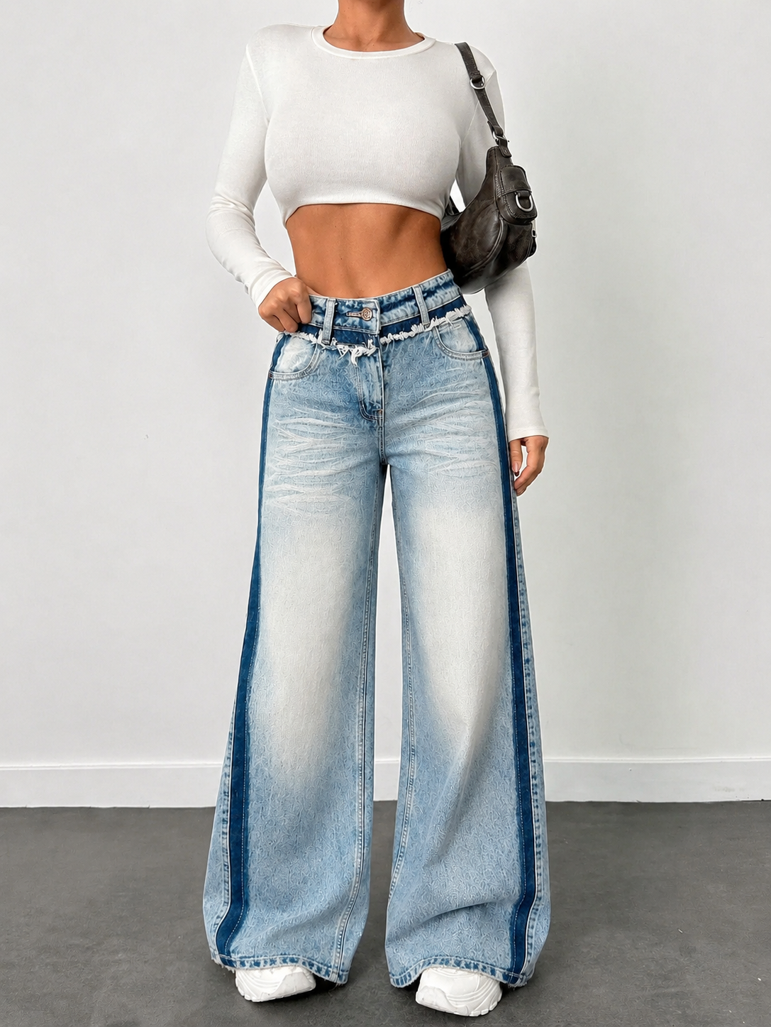 Blue Raw Track Extra Wide Leg Jeans — image 5