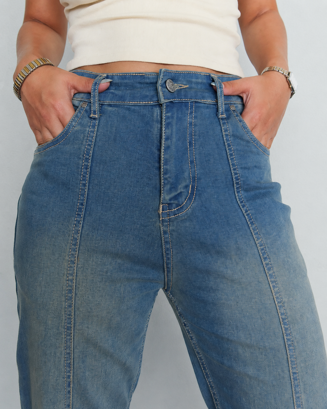 Bohemian Feels Raw Hem Stretch Flare Jeans — image 4