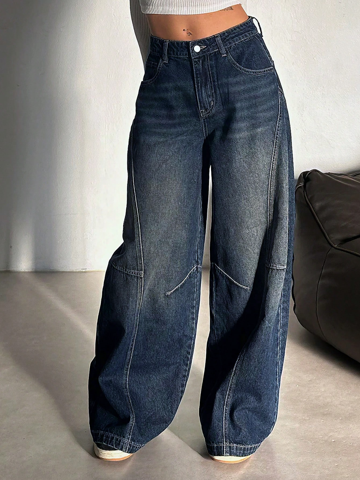 Bold Streak Pannel Wide Leg Jeans — image 1