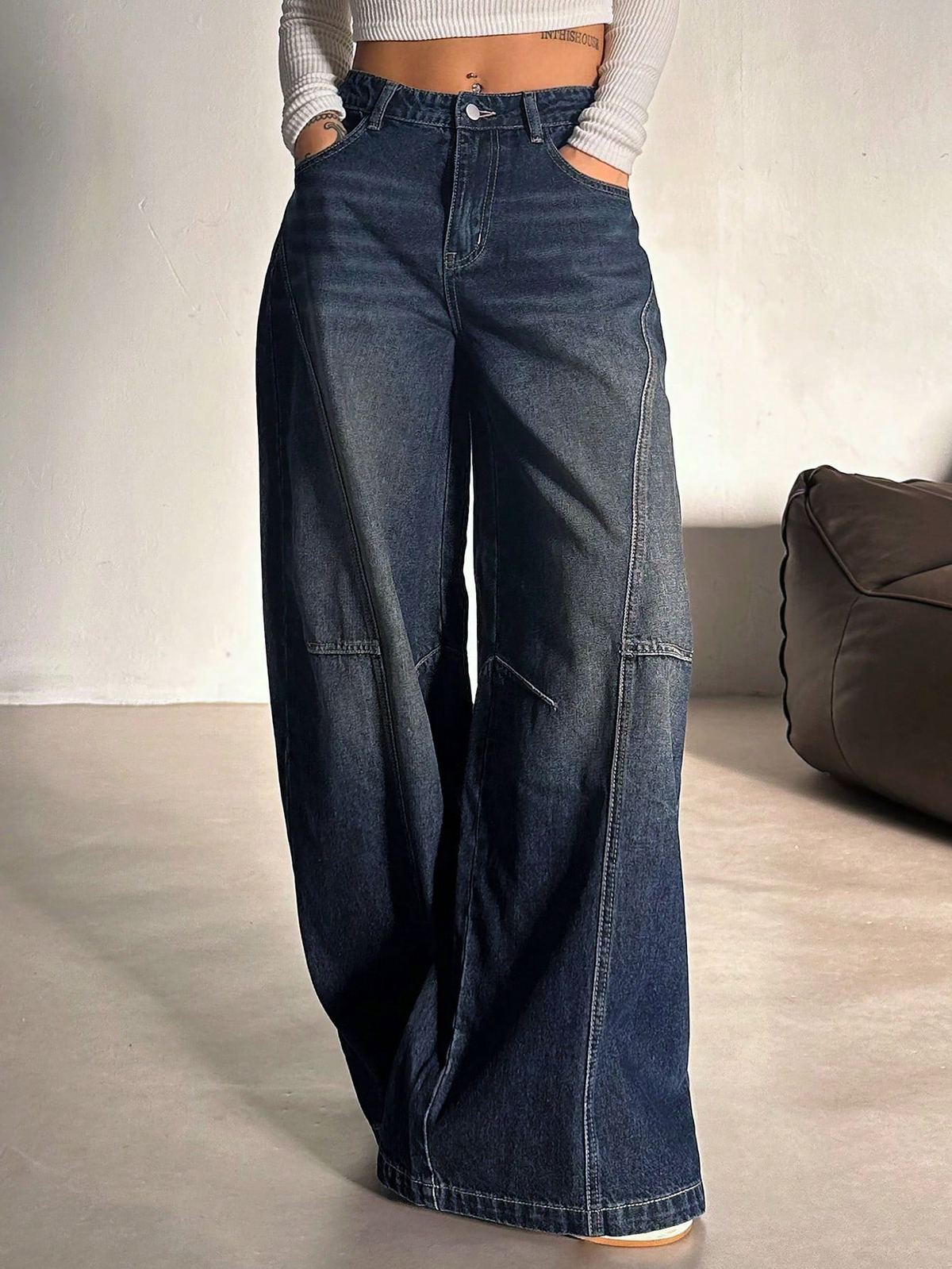 Bold Streak Pannel Wide Leg Jeans — image 4