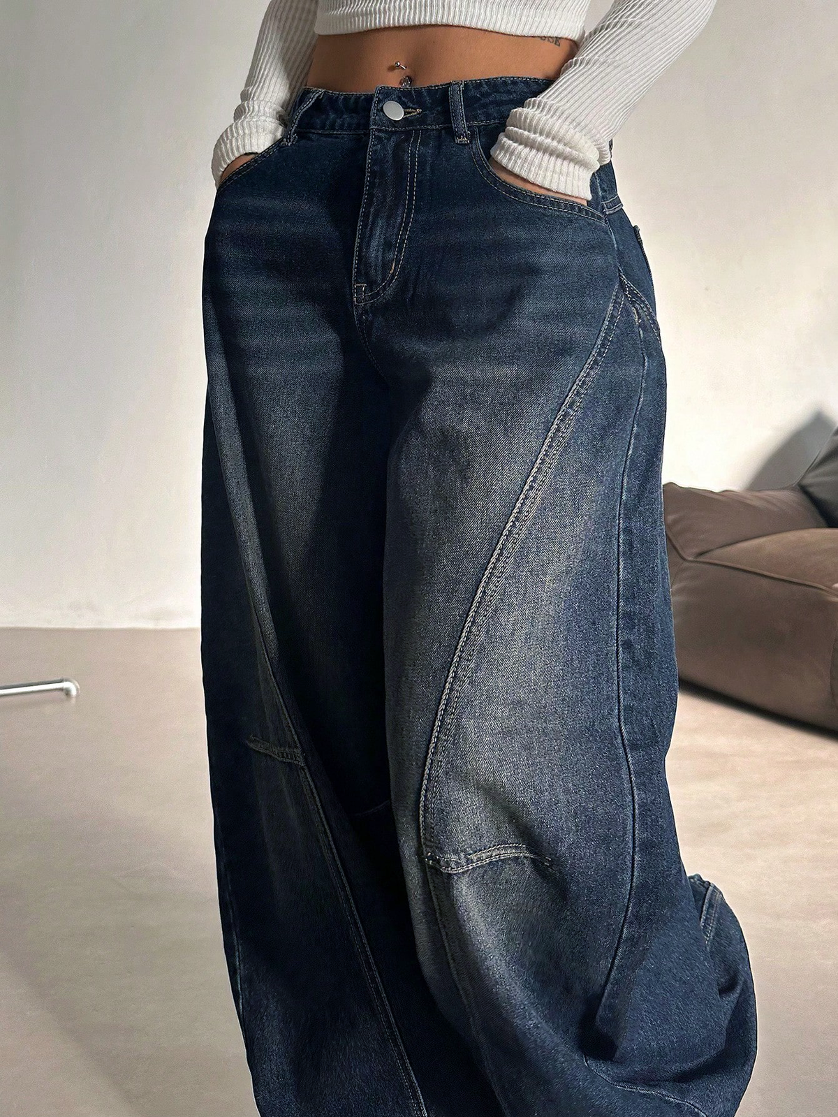 Bold Streak Pannel Wide Leg Jeans — image 5