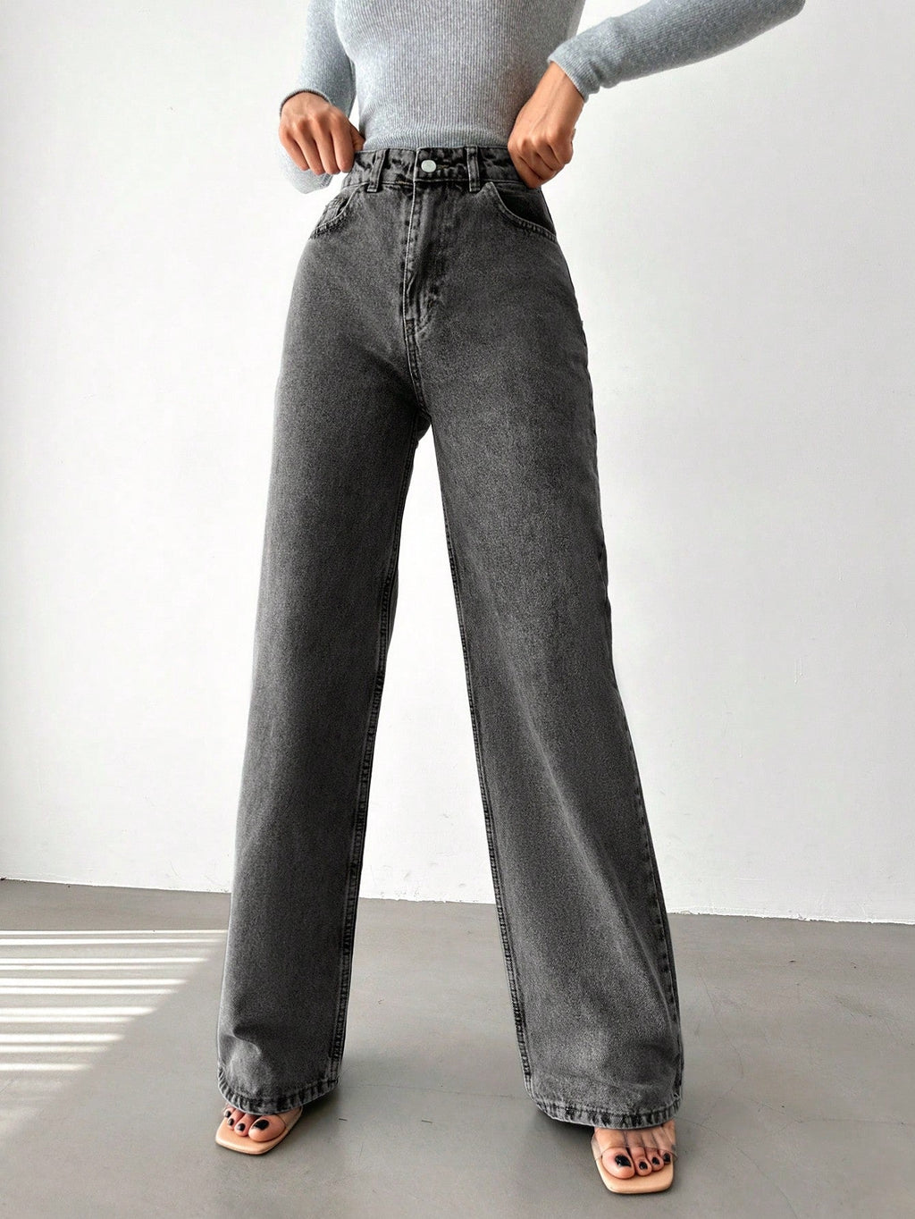 Charcoal Wide Leg High Rise Jeans — image 1