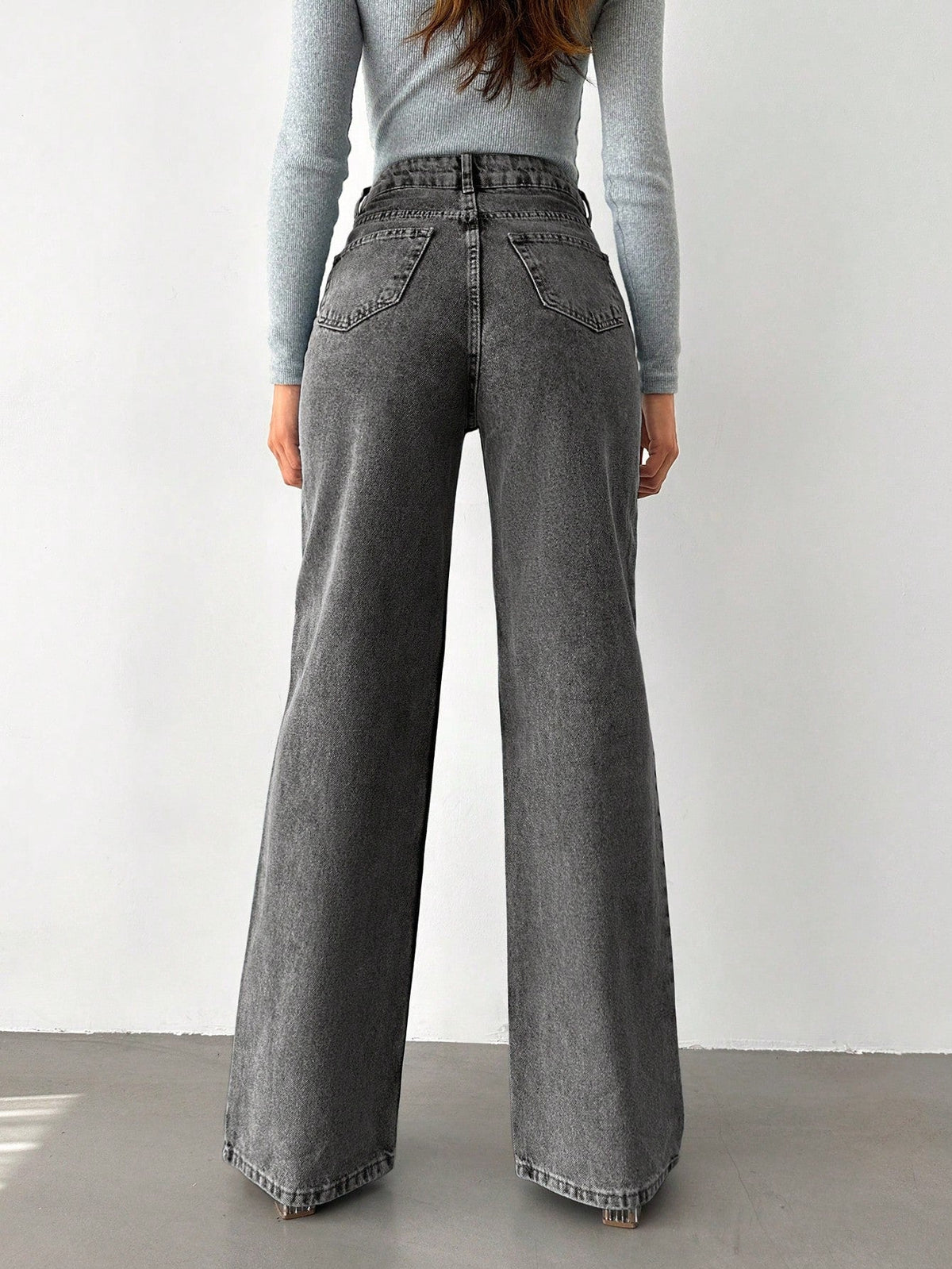 Charcoal Wide Leg High Rise Jeans — image 2
