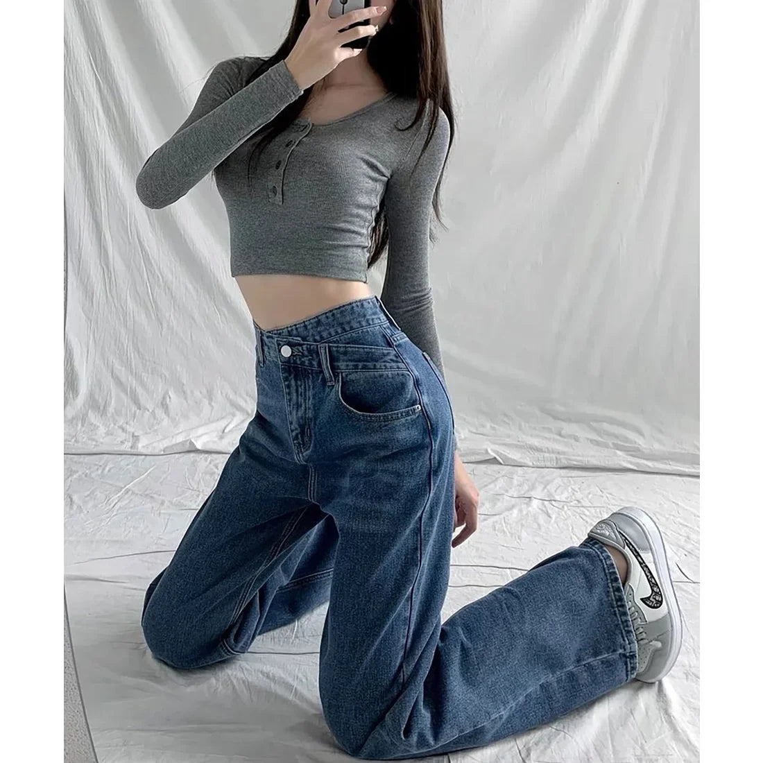 Coastal Blue Cross Belt Straight Fit Jeans — image 1