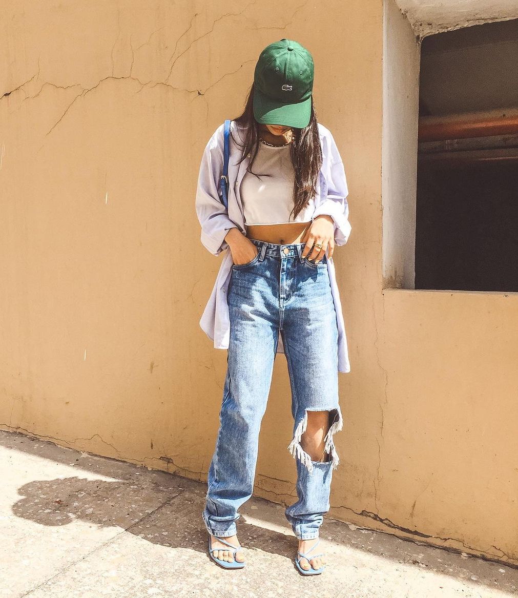 Cool Blue Open Knee Straight Leg Jeans — image 1