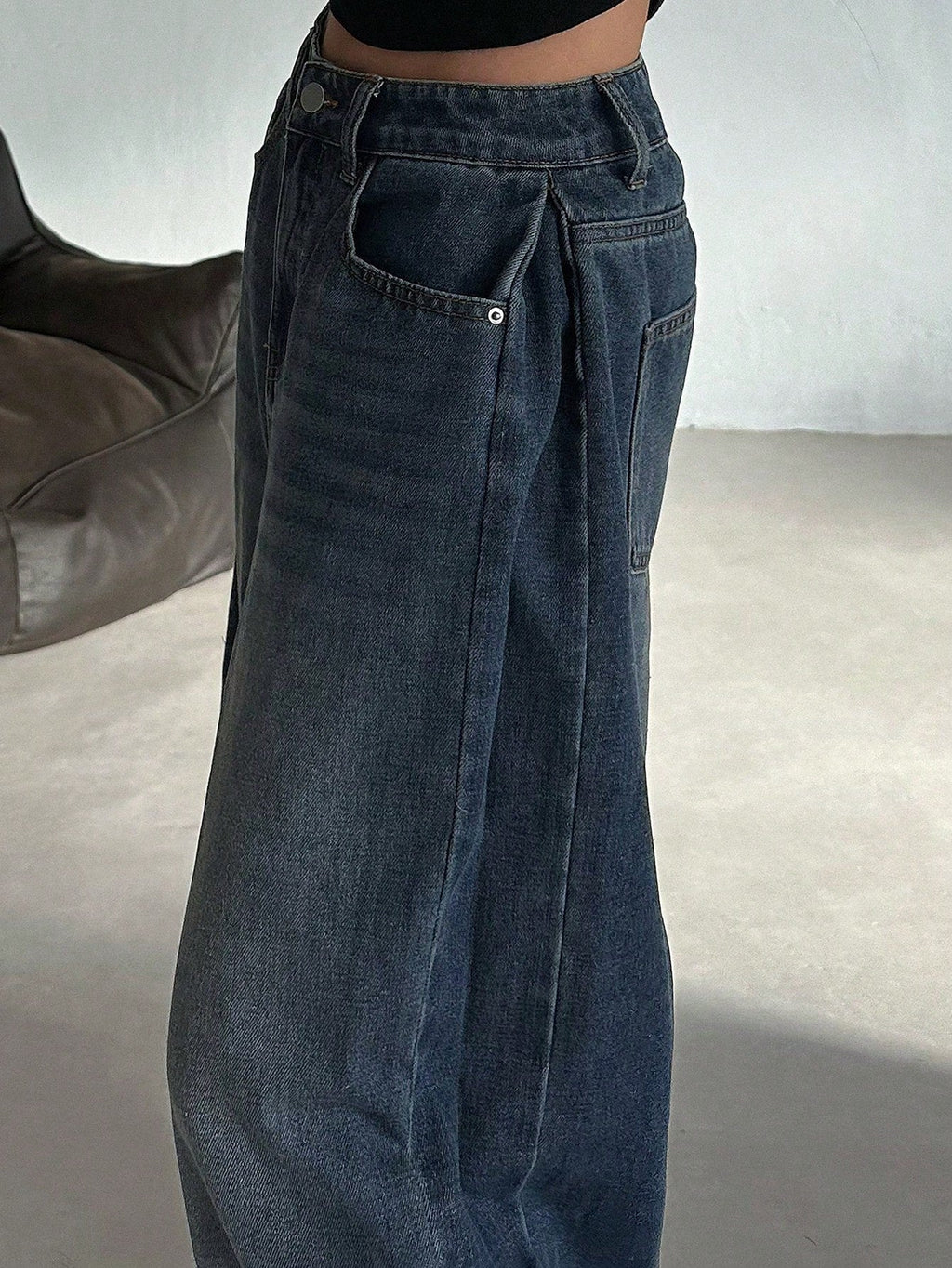 Dark Blue Energy Baggy Wide Leg Jeans — image 2