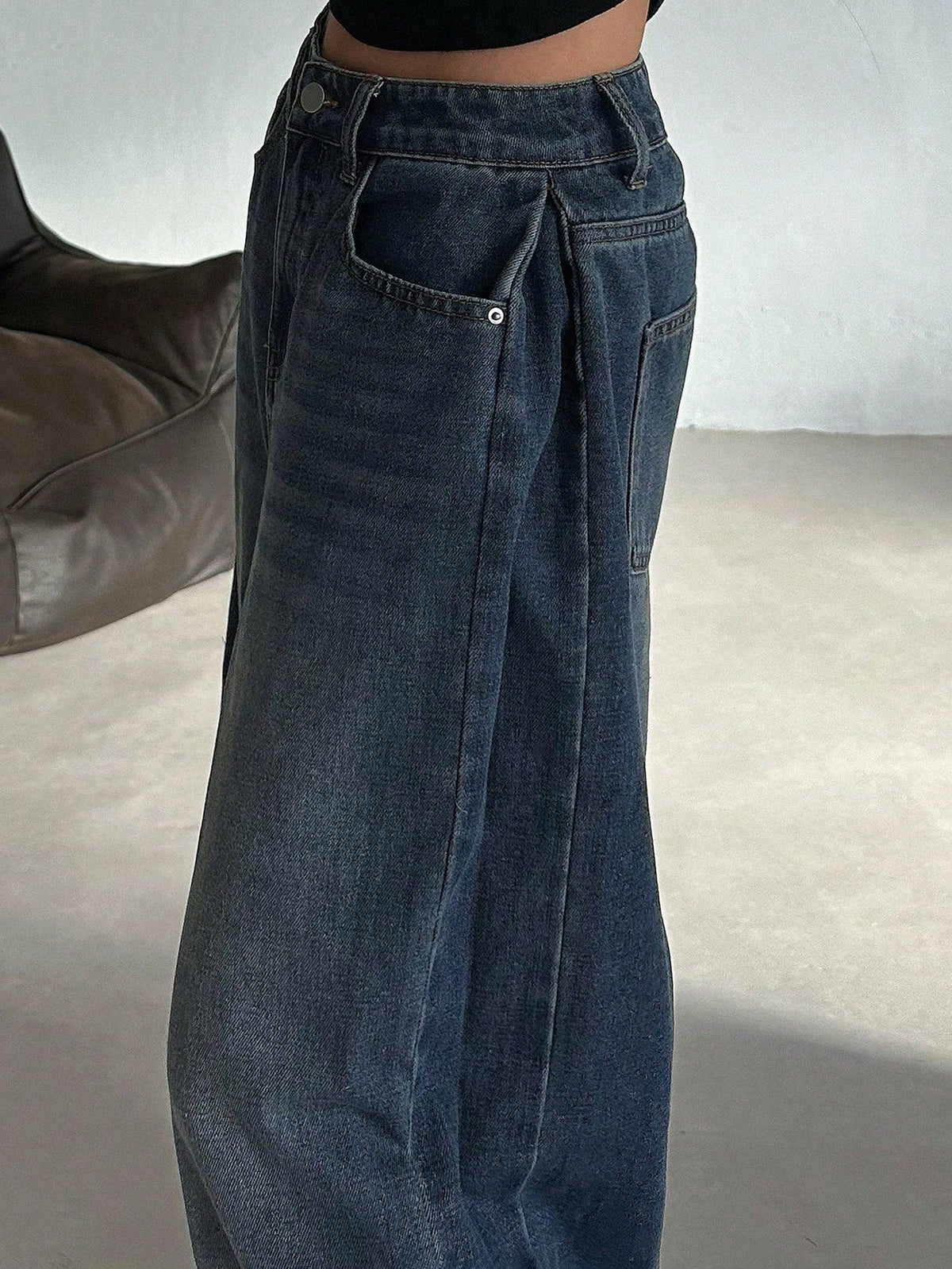 Dark Blue Energy Baggy Wide Leg Jeans — image 2