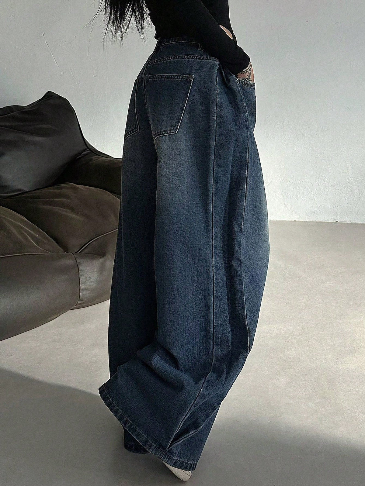 Dark Blue Energy Baggy Wide Leg Jeans — image 3