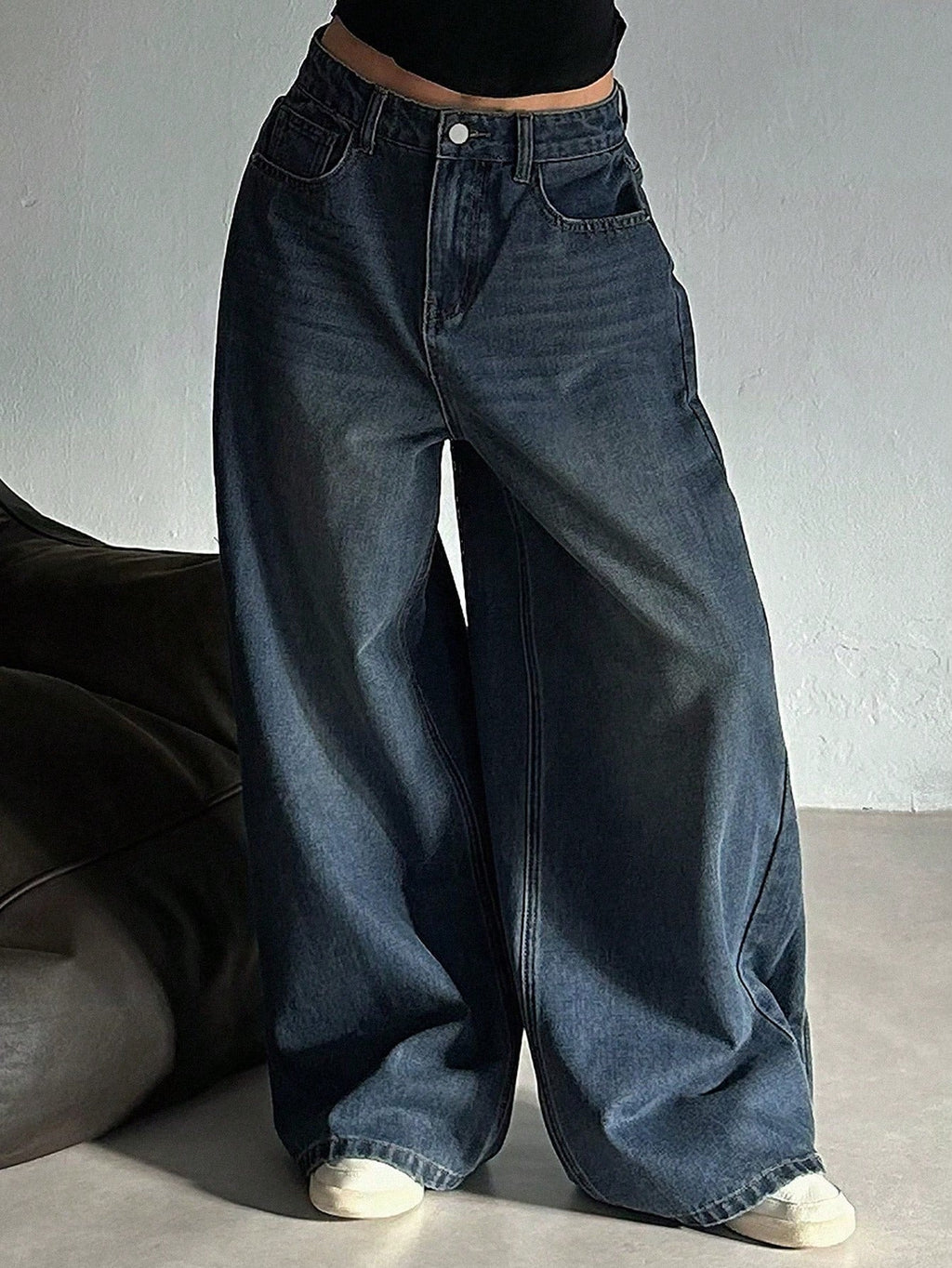 Dark Blue Energy Baggy Wide Leg Jeans — image 4
