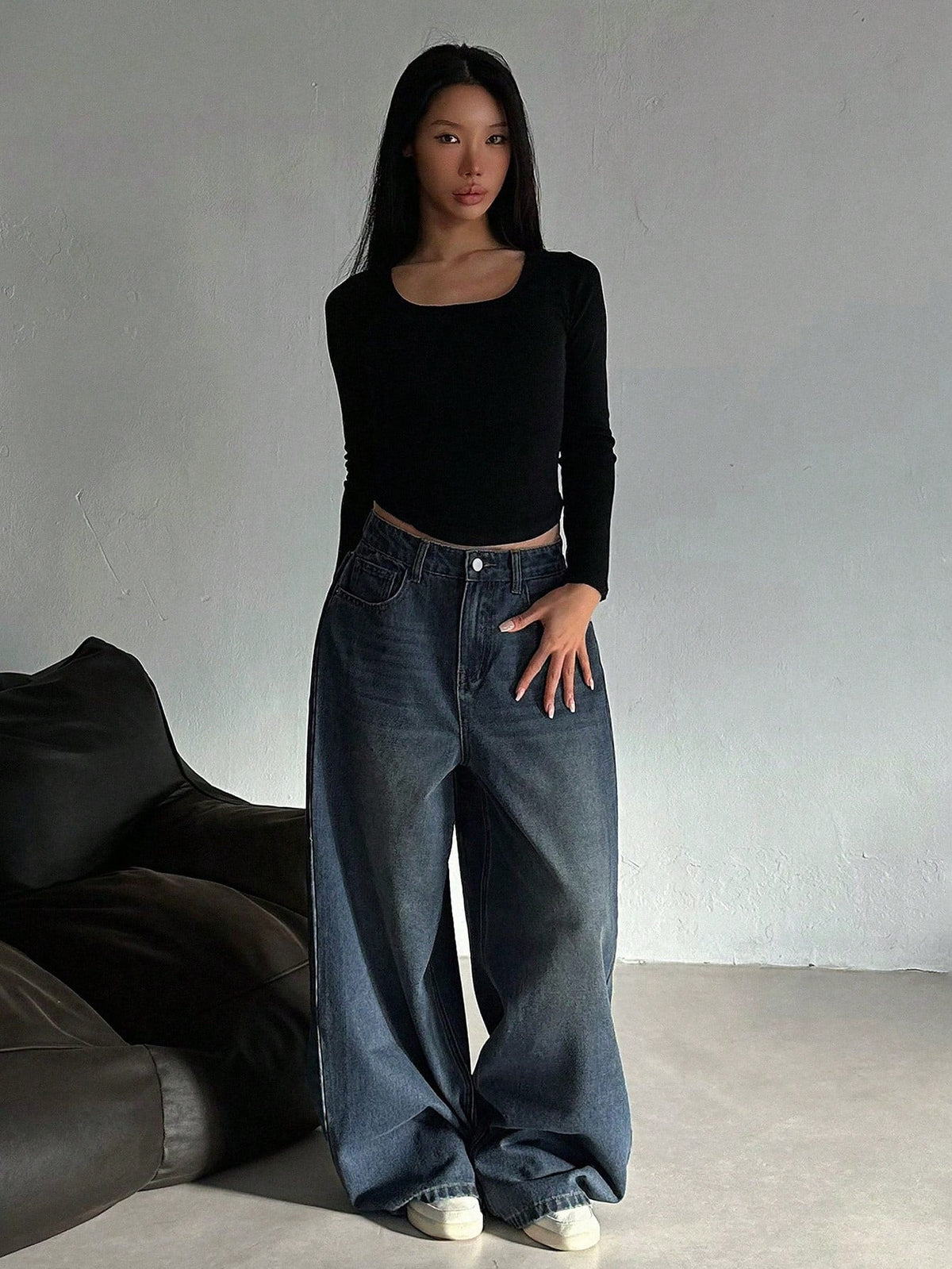 Dark Blue Energy Baggy Wide Leg Jeans — image 5