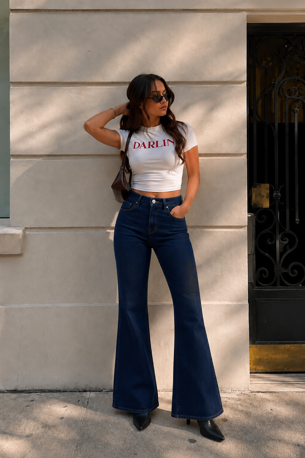 Dark Blue Bootcut Flare Jeans — image 1