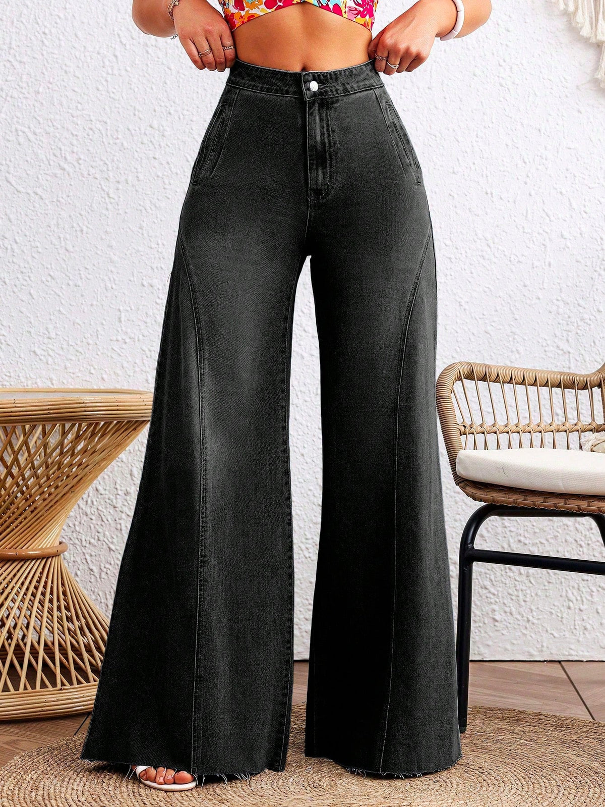 Detailed Stitch Super Wide Leg Jeans — image 1