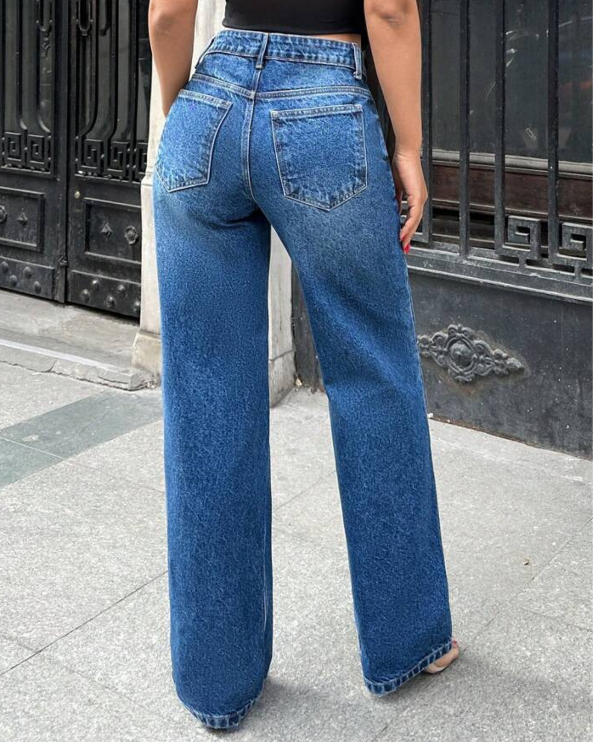 Mid Blue Overcast Wash High Waist Wide Leg Jeans — image 2