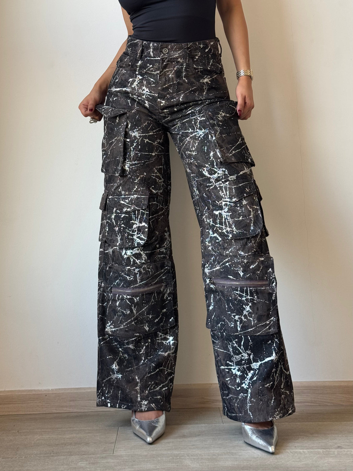 Milan High Street Foil Cargo Denim — image 1