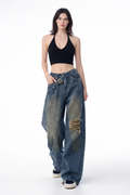 Off Beat Distressed Blue Baggy Jeans — image 1