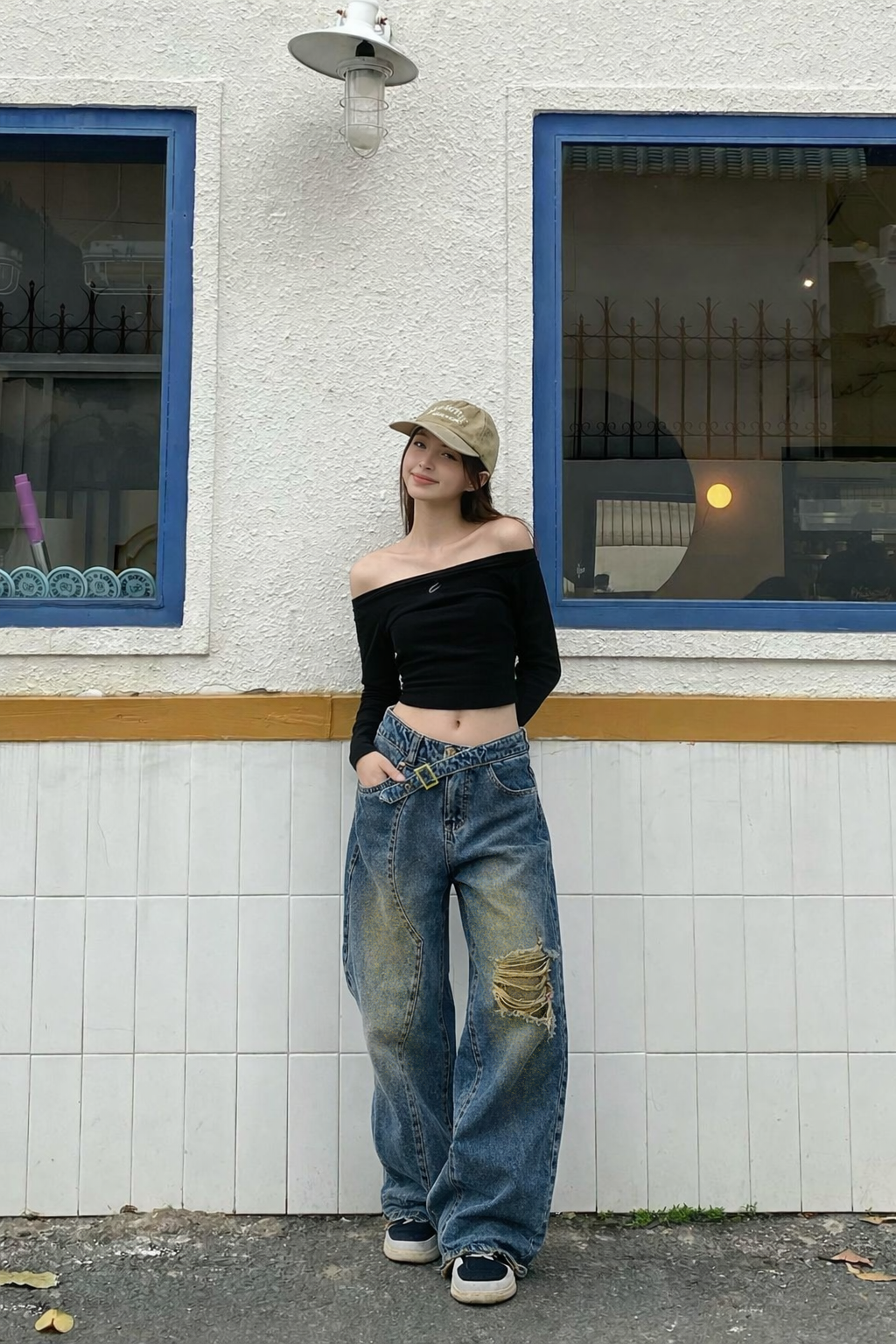 Off Beat Distressed Blue Baggy Jeans — image 5