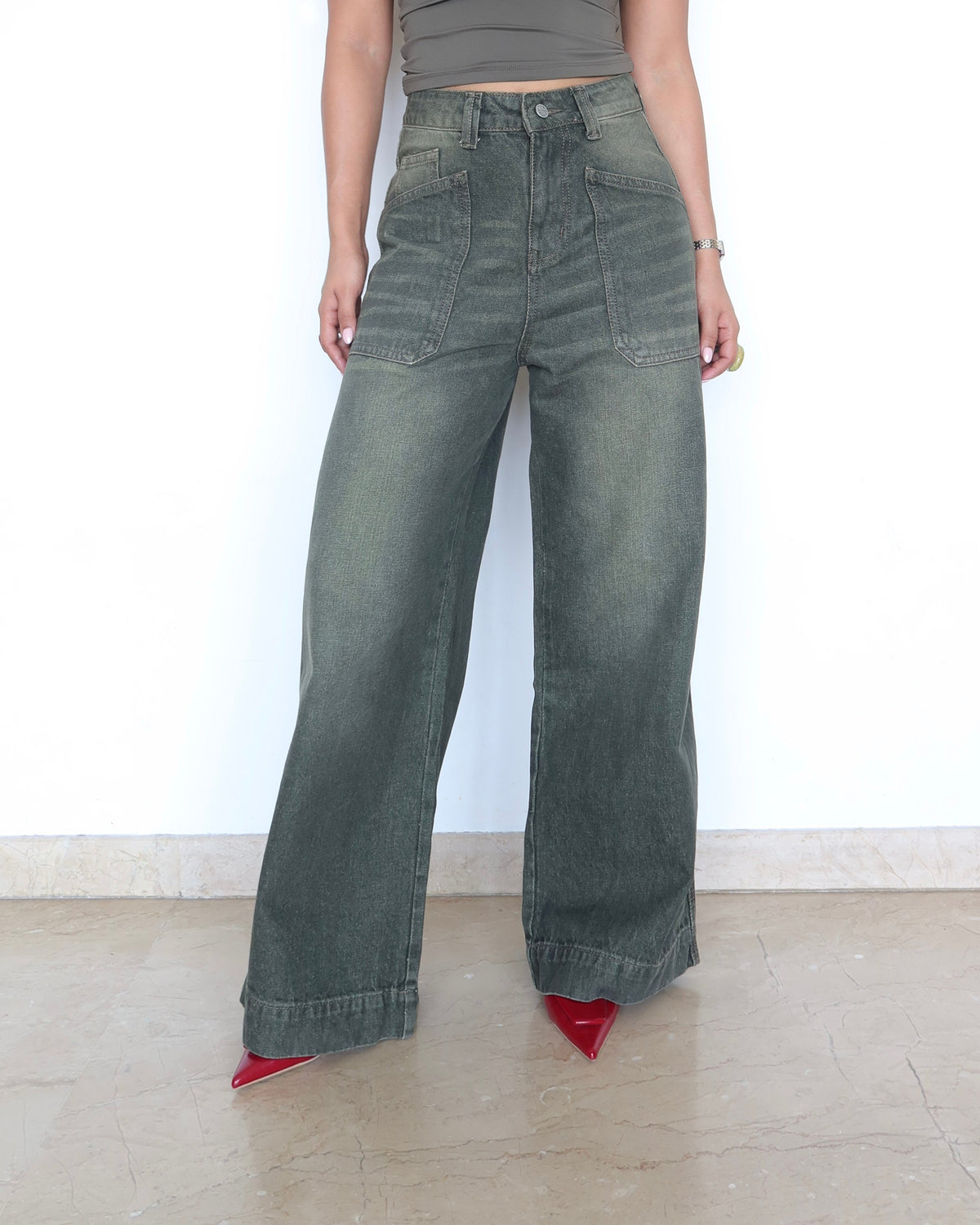 Olive Edit Baggy Wide Leg Jeans — image 1