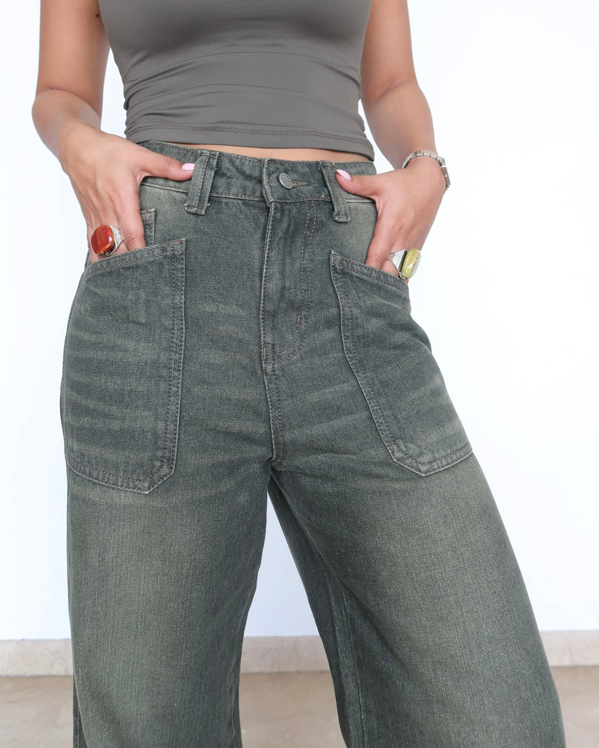 Olive Edit Baggy Wide Leg Jeans — image 2