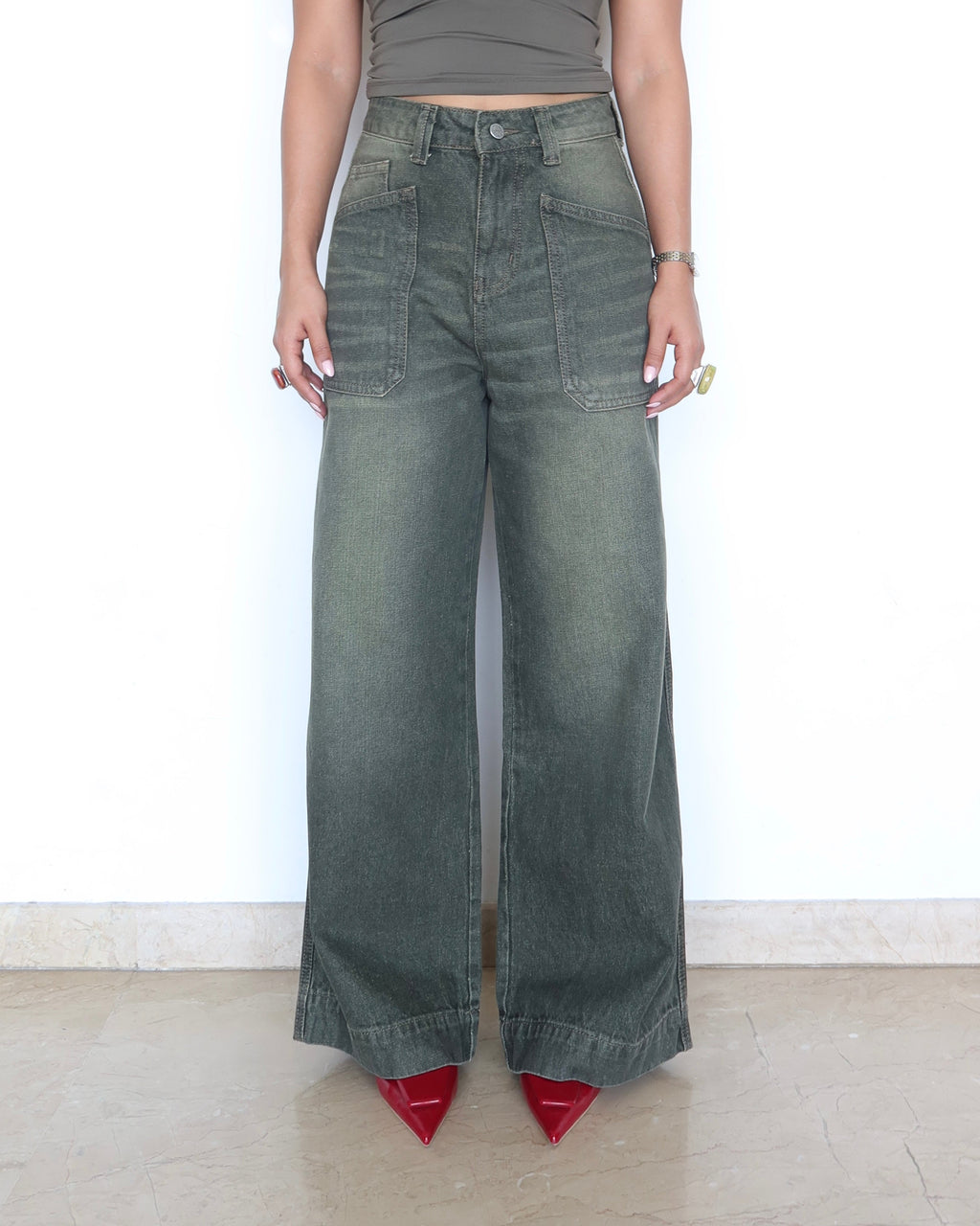 Olive Edit Baggy Wide Leg Jeans — image 4
