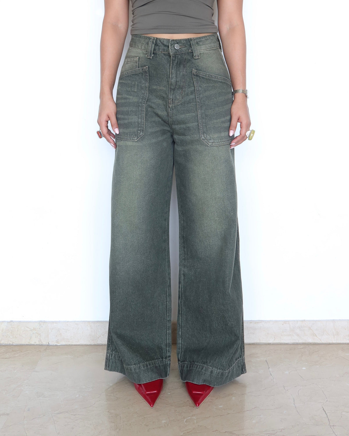 Olive Edit Baggy Wide Leg Jeans — image 4