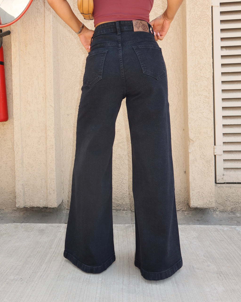 Onyx Black Stone Wash Wide Leg High Rise Jeans — image 5