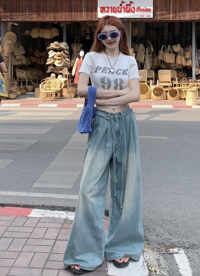 Sporty Glam Baggy Denim Joggers — image 1