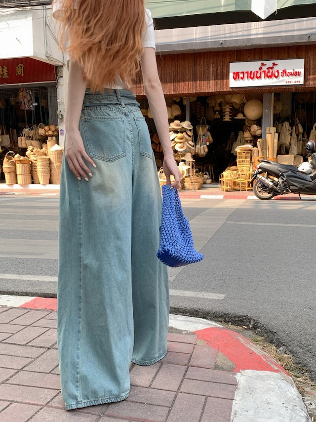 Sporty Glam Baggy Denim Joggers — image 3