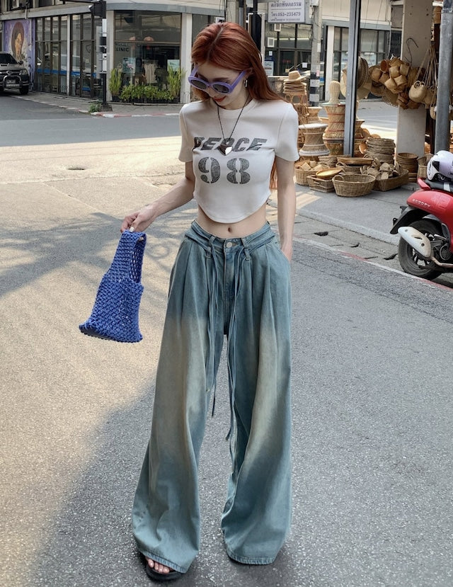 Sporty Glam Baggy Denim Joggers — image 4