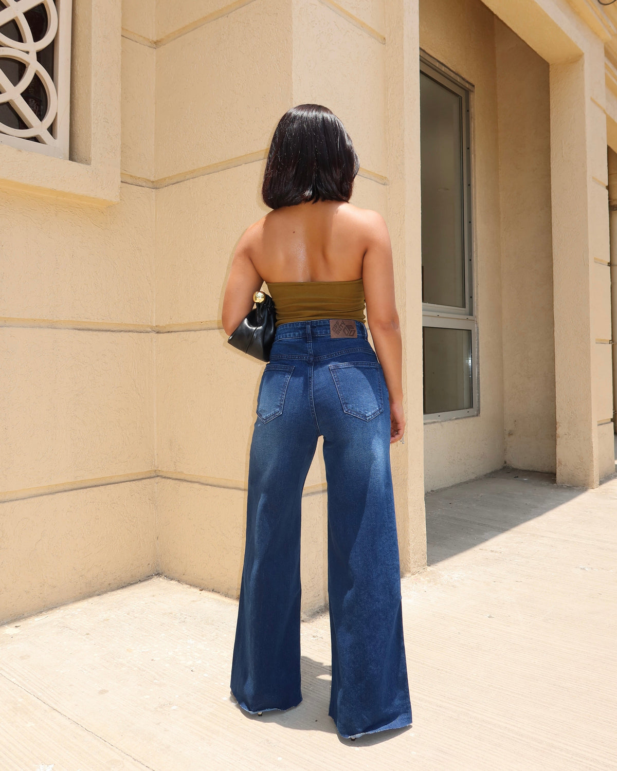 Twilight Blue Raw Hem Wide Leg Jeans — image 3