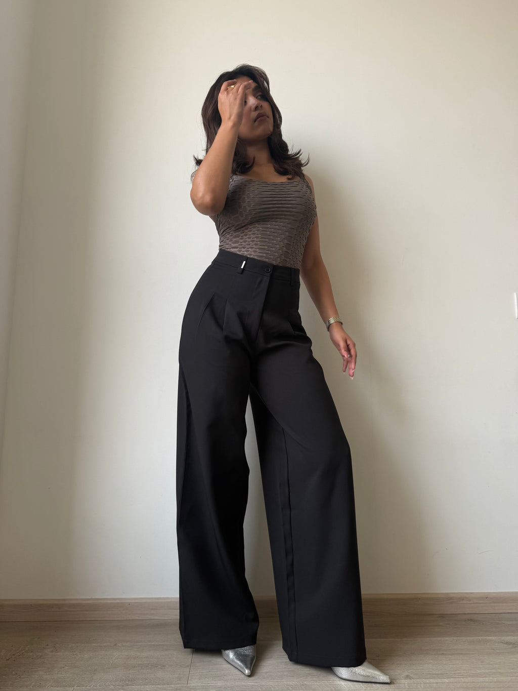 Ultimate Flow Wide Leg Pants in Black — full-length view