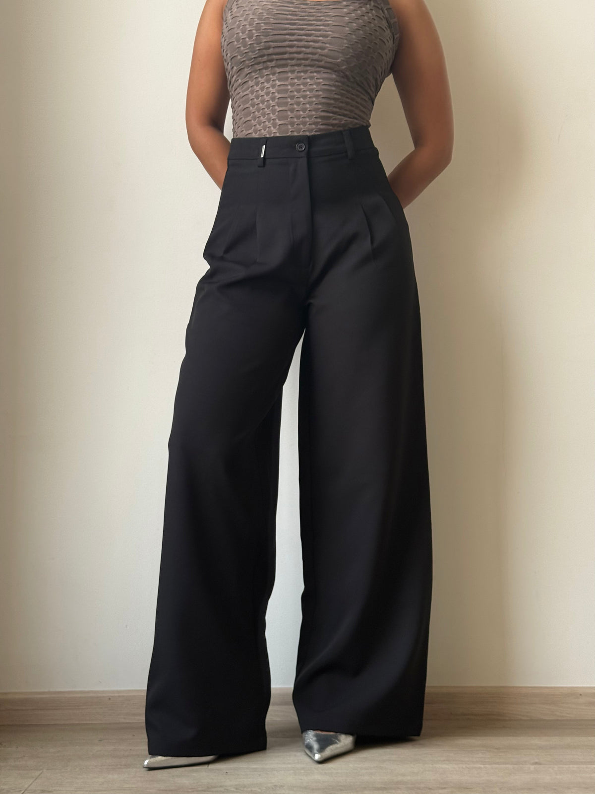 Ultimate Flow Wide Leg Pants in Black — front full-length view