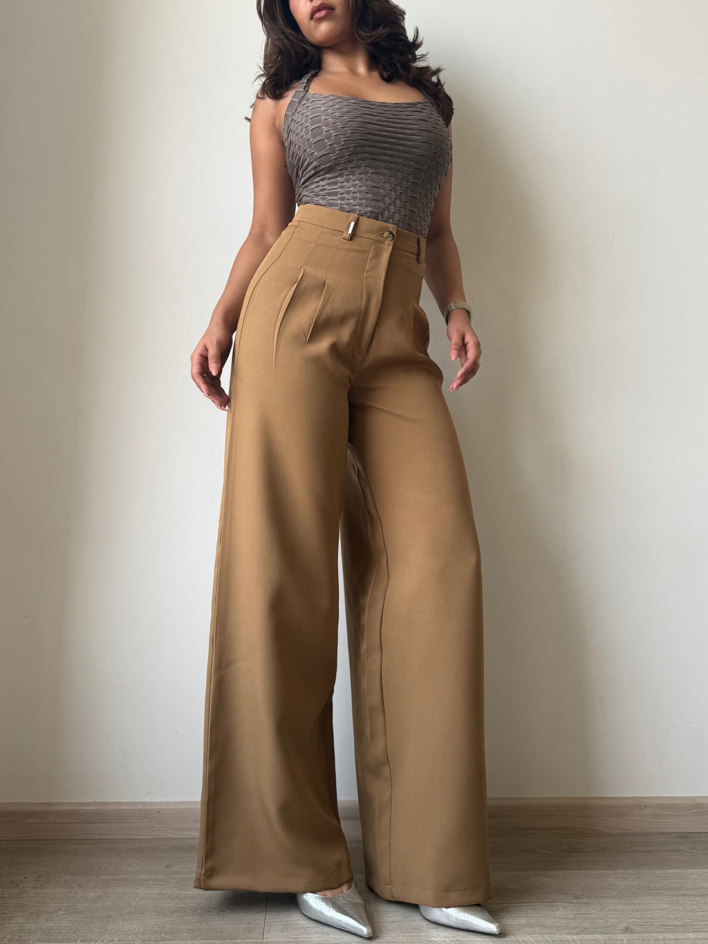 Ultimate Flow Wide Leg Pants in Oakwood — three-quarter view