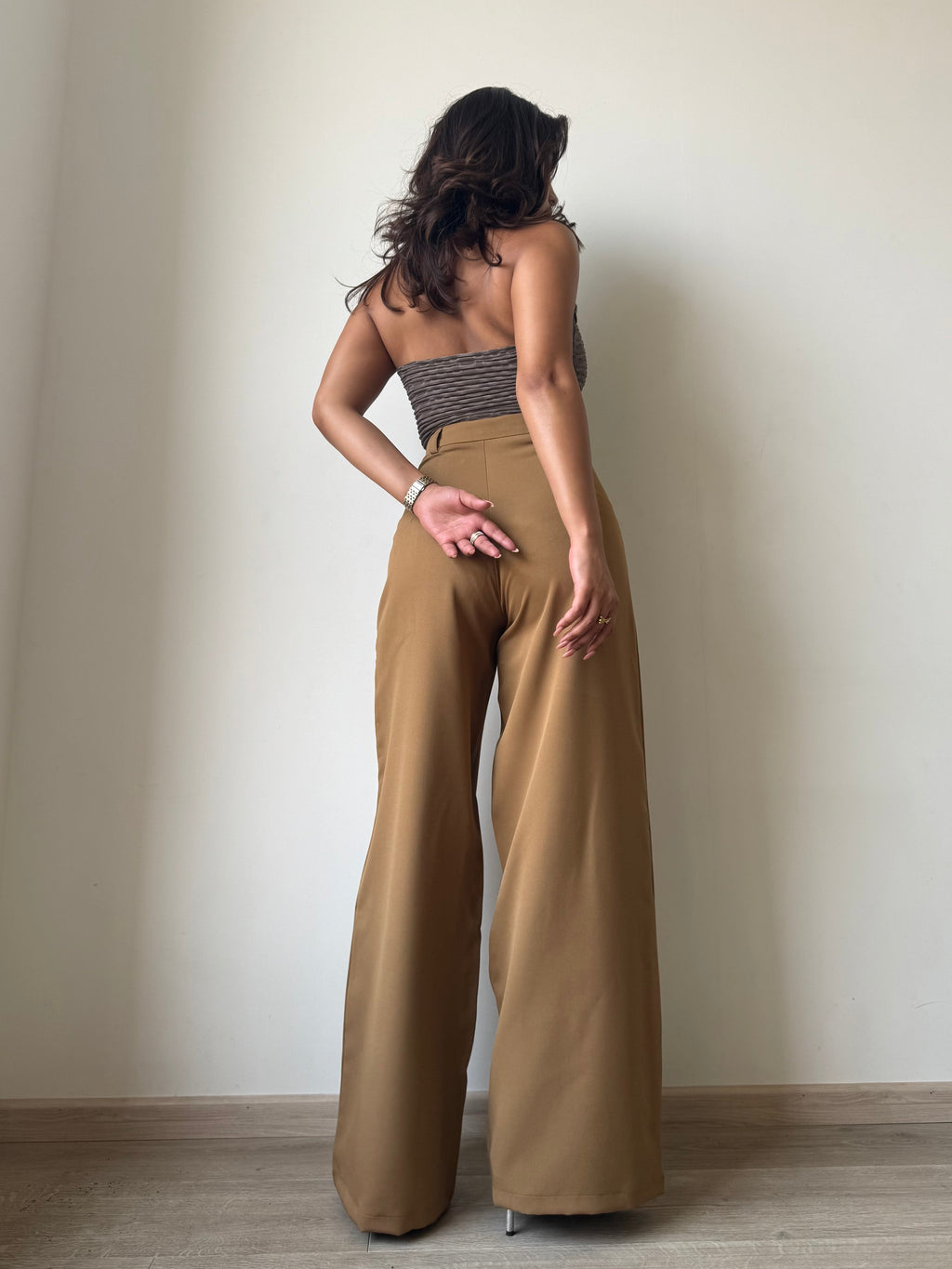Ultimate Flow Wide Leg Pants in Oakwood — back view
