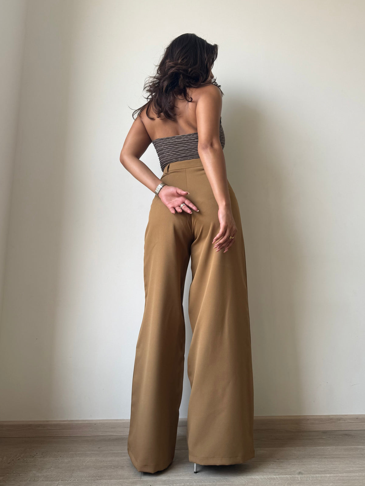 Ultimate Flow Wide Leg Pants in Oakwood — back view