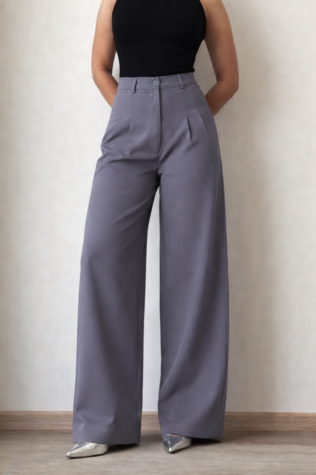 Ultimate Flow Wide Leg Pants in Grey — front view