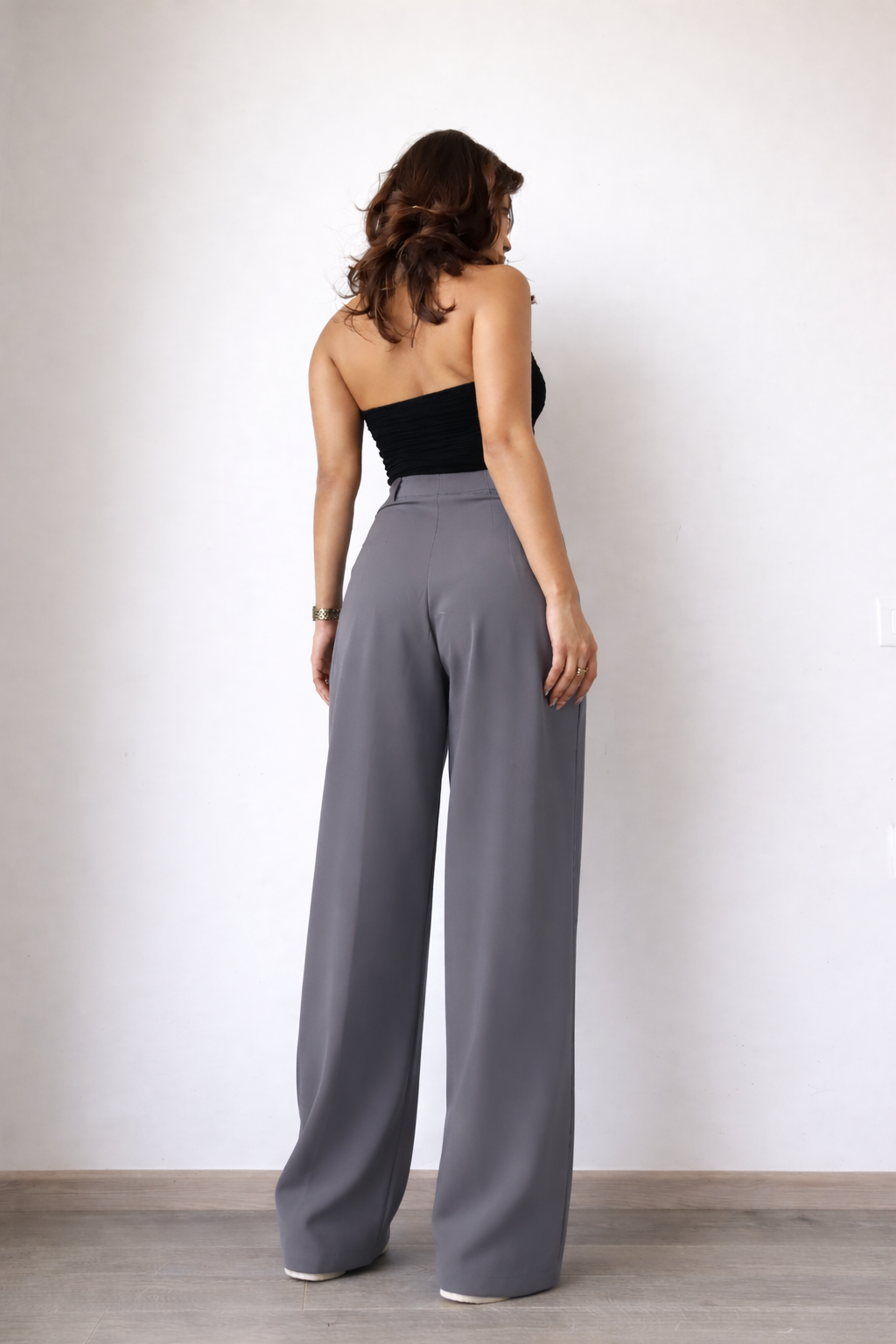 Ultimate Flow Wide Leg Pants in Grey — back view