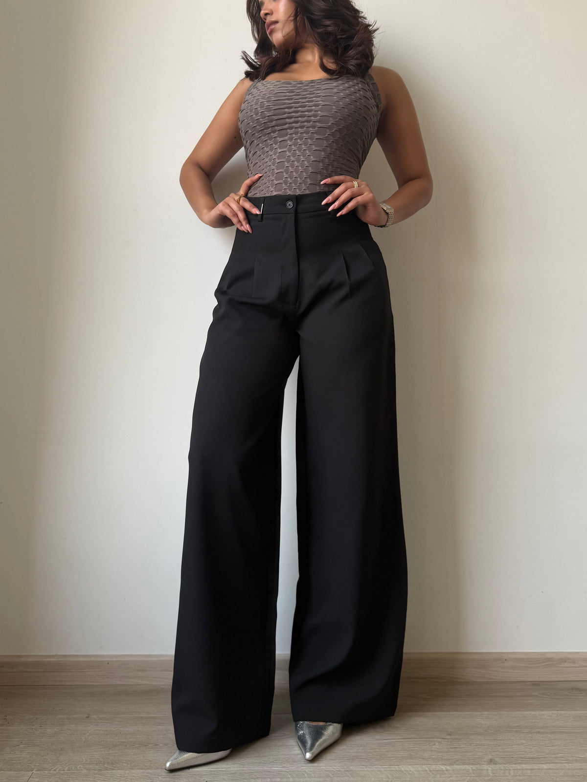 Ultimate Flow Wide Leg Pants in Black — front view